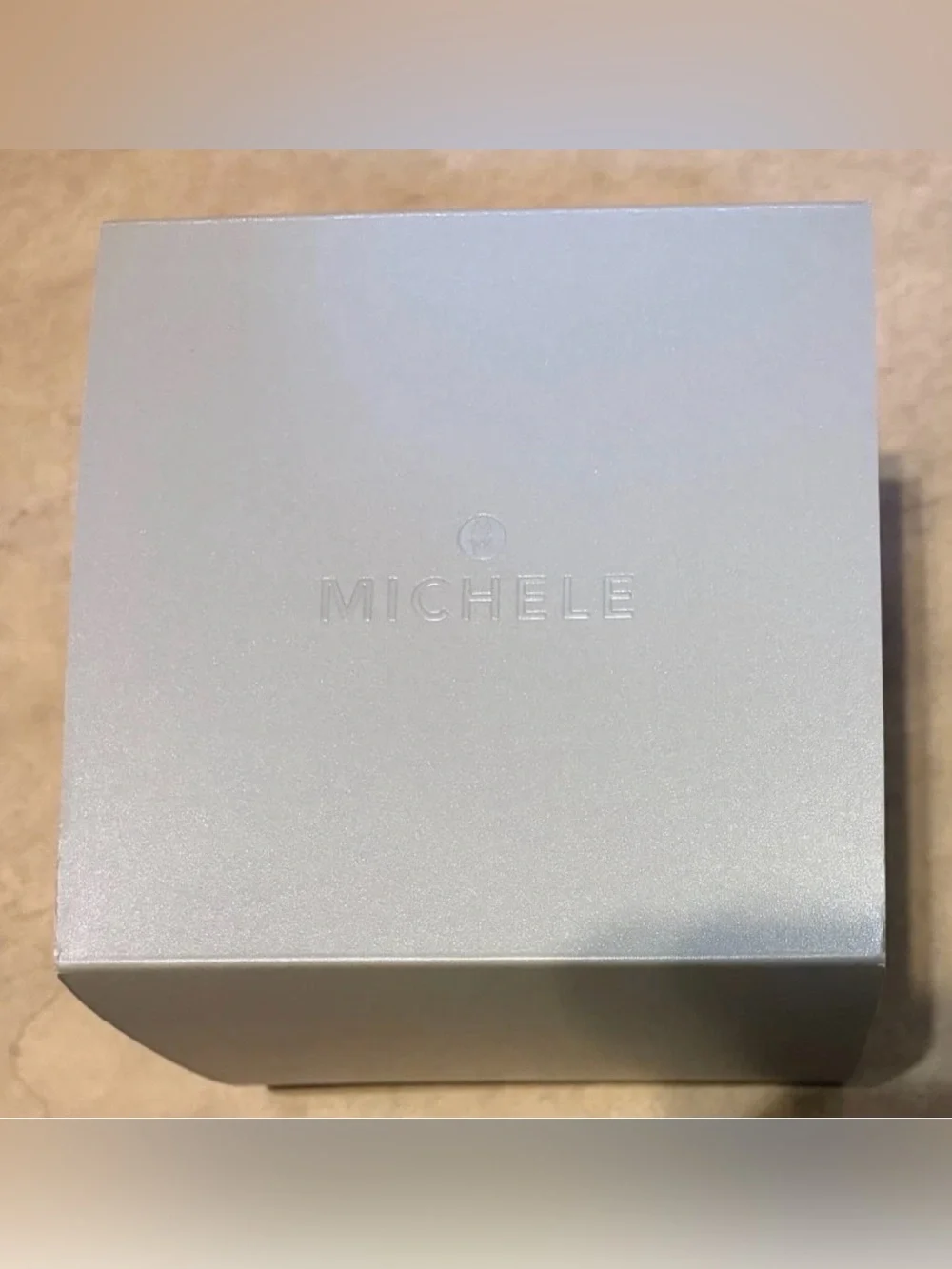 Authentic Michele Gray Watch Presentation Box Case w/Pillow Cloth Warranty Card